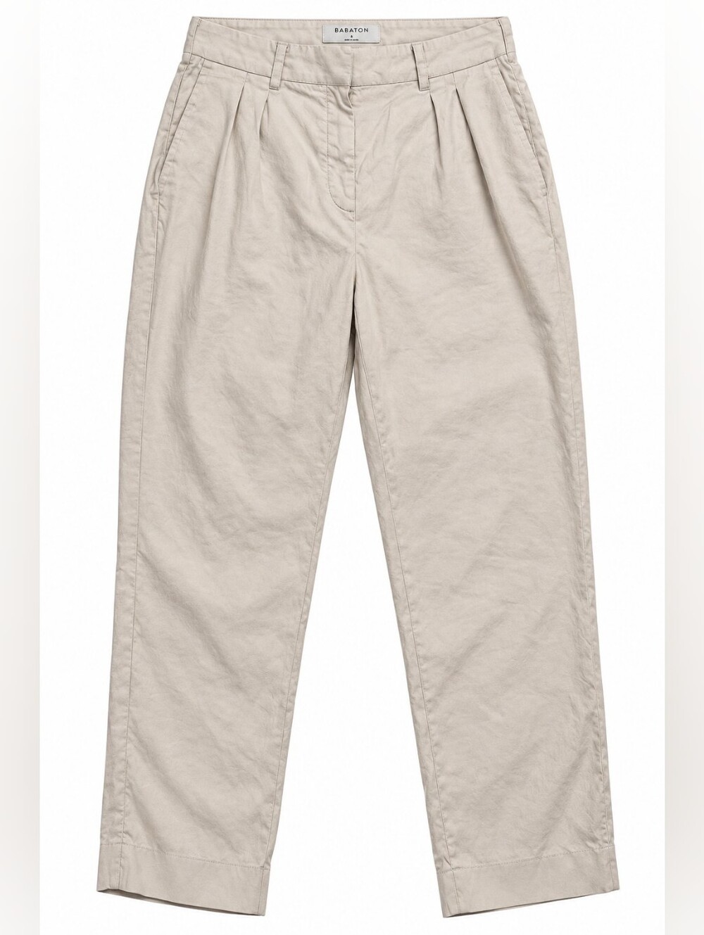 Babaton Neutral Pleated Straight Chinos